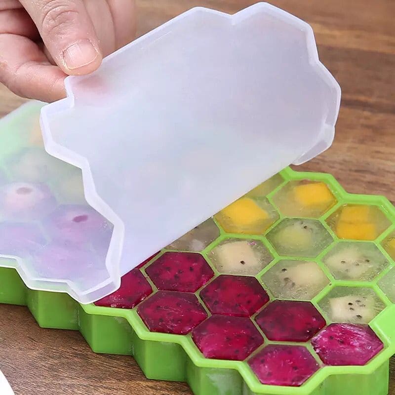 Silicone 37 Cells Hexagonal Honeycomb Shaped Ice Tray, Easy Release Mini Ice Cube Tray With Lid Silicone 37 Cells Hexagonal Honeycomb Shaped Ice Tray, Easy Release Mini Ice Cube Tray With Lid